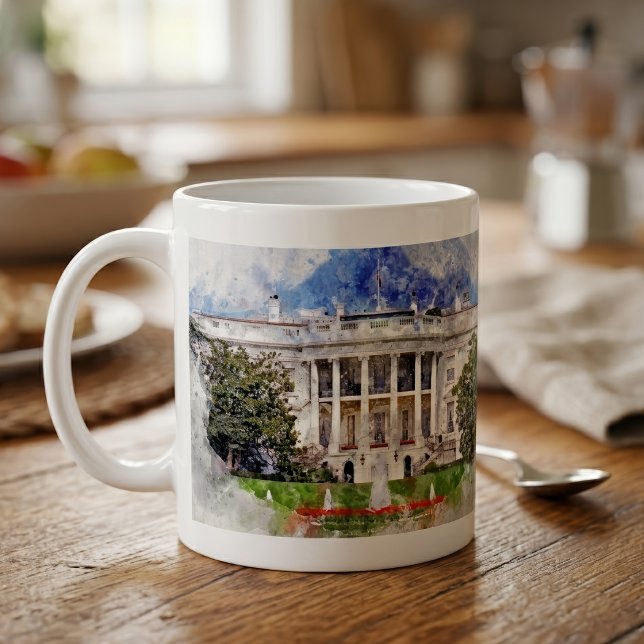Vita huset i Washington DC – Södra fasaden Kaffemugg (The White House in Washington DC – Southern Facade. Coffee Mug)