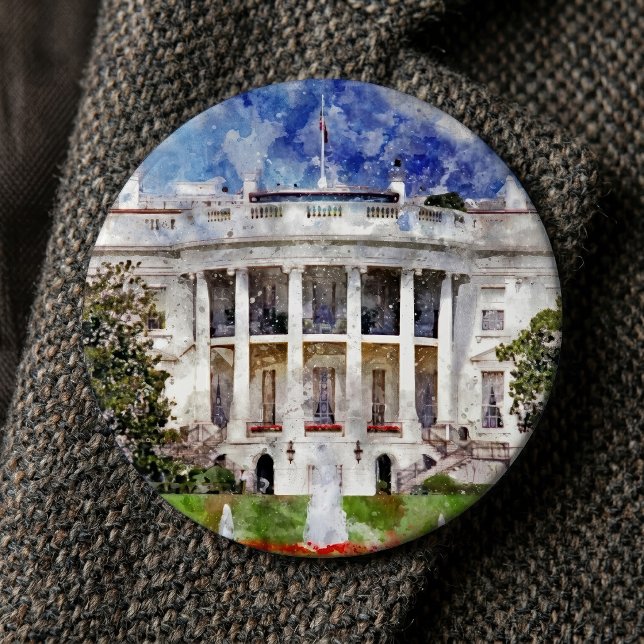 Vita huset i Washington DC – Södra fasaden Knapp (The White House in Washington DC – Southern Facade. Button)