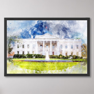Vita huset i Washington DC Watercolor Fototryck