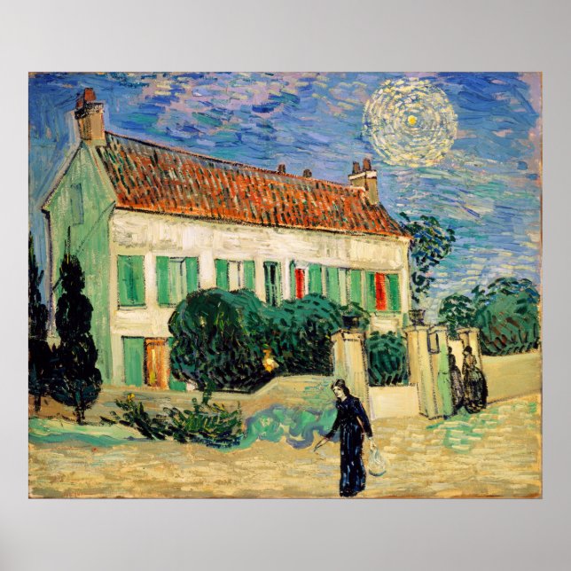 Vita huset på natten, Vincent Van Gogh Poster (Framsidan)