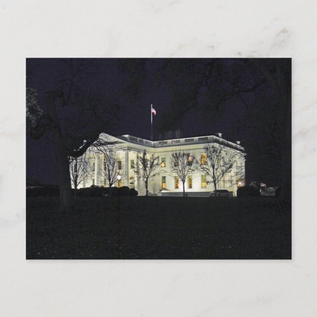 Vita huset på natten Washington DC 003 Vykort (Framsida)