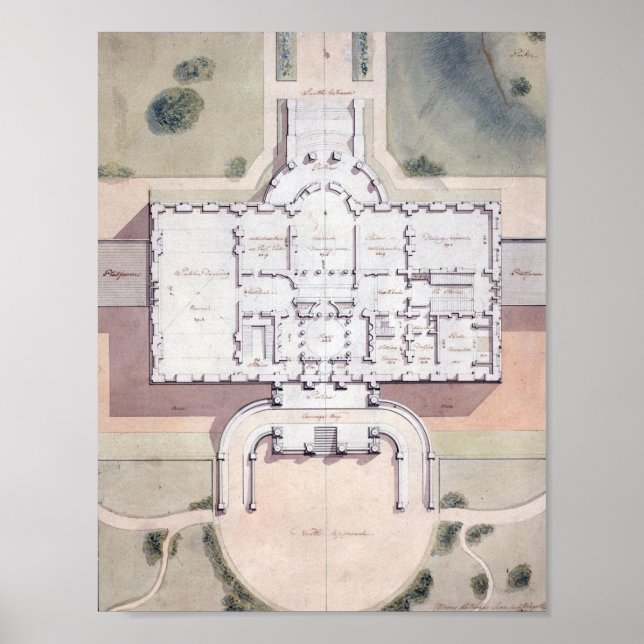 Vita husets president Washington D.C. Plan Poster (Framsidan)