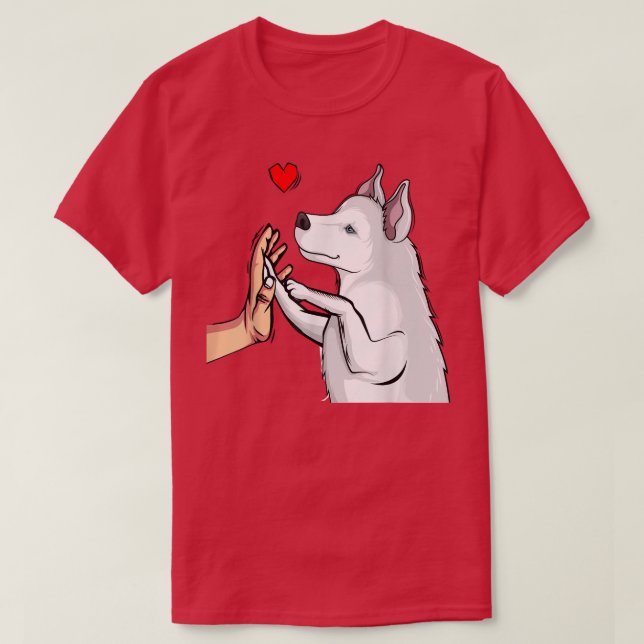 Vita Husky Kärlek Cute Hund Girls Women T Shirt (Design framsida)