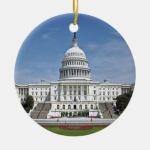 Vita husUS-huvudstad som bygger Washington DC Julgransprydnad Keramik