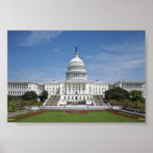 Vita husUS-huvudstad som bygger Washington DC Poster
