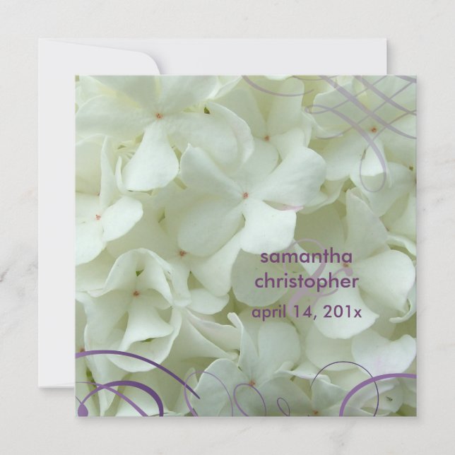 Vita hydrangea/romantiska bröllopsinbjudningar inbjudningar (Framsida)