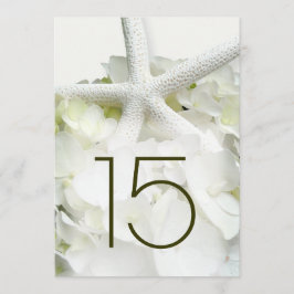Vita Hydrangea Starfish Blommigt Bordsnummer Cards