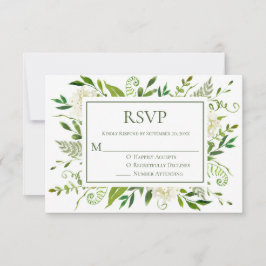 Vita Hydrangeor Blommig Akvarell Bröllop RSVP OSA Kort