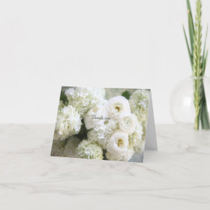 Vita hydrangeor och ranunkler tack kort