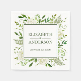 Vita Hydrangeor Vattenfärg Bröllop Pappersservett