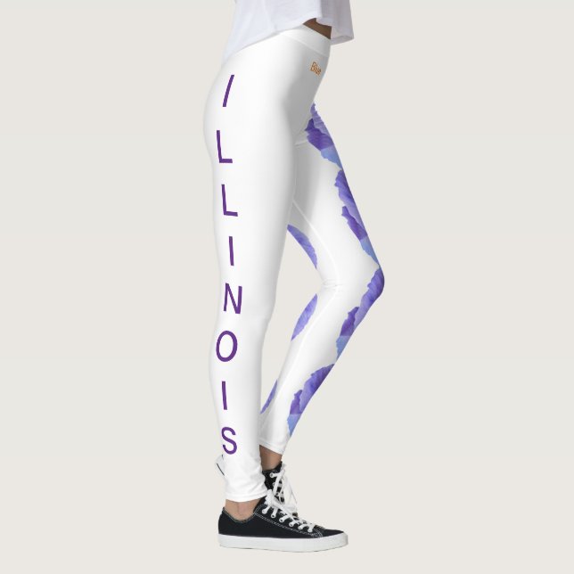 Vita Illinois State Blomma Blå Viol Leggings (Höger)