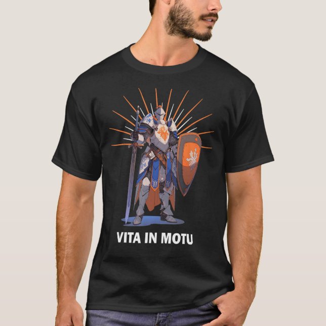 VITA IN MOTU Knight Templar Motto T Shirt (Framsida)