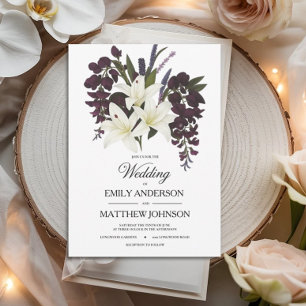 Vita inbjudan till Lily & Plum Blommigt-bröllop