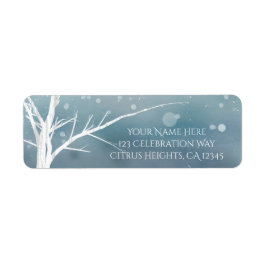Vita inbjudan till Winter Blue Elegant bröllop i T Returadress Etikett