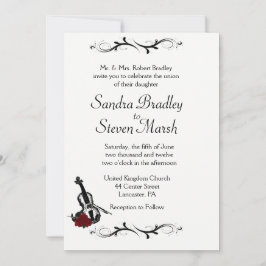 Vita inbjudningar till Violin Music Wedding 5" x 7