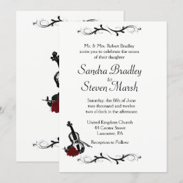 Vita inbjudningar till Violin Music Wedding 5" x 7