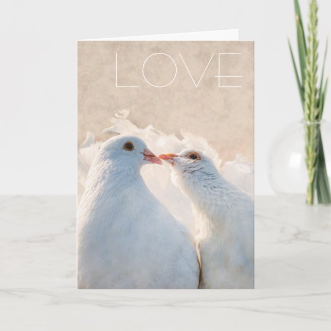 Vita issing Doves - anpassadet Kärlek Kort (Framsida)