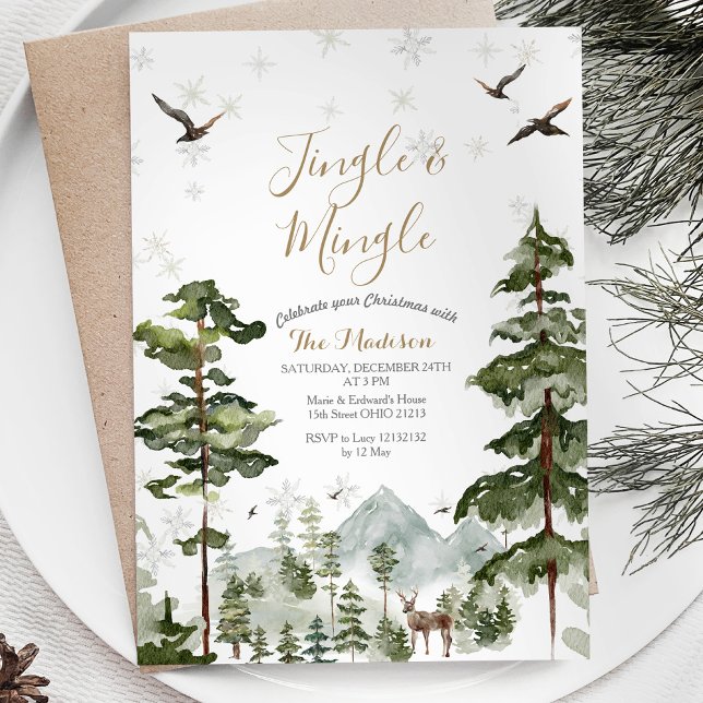Vita jingle- & mingle-skogar från Wooland Animal Inbjudningar (Skapare uppladdad)