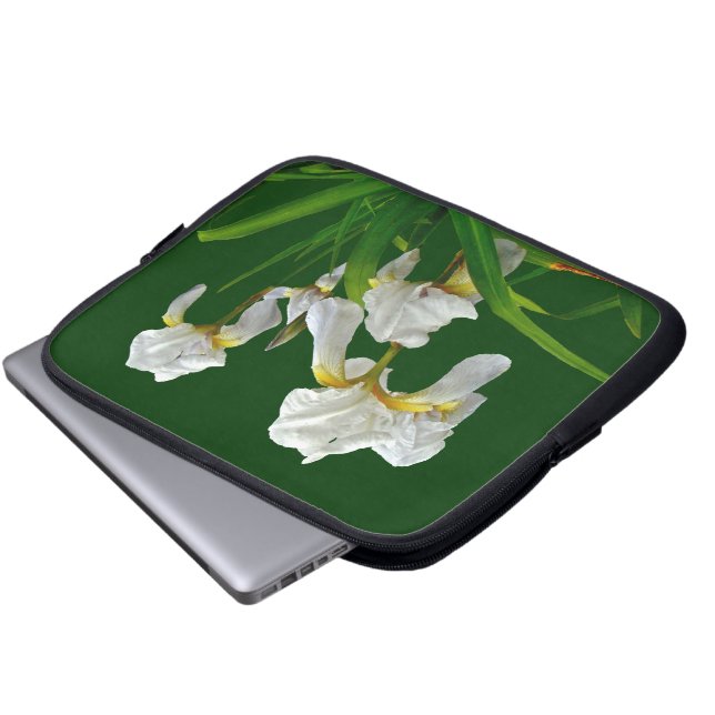 Vita jordade Blommar Laptop Sleeve (Framre botten)