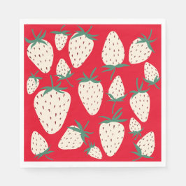Vita jordgubbar Pineberry ANPASSAD Bröllopsdusch Pappersservett