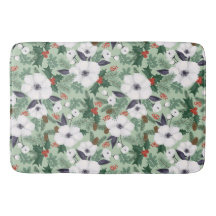 Vita julblommor och röda bär mönster