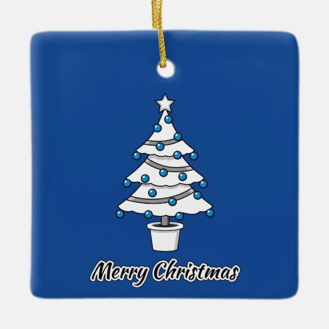 Vita Julgran Blue-Dekorationer - God jul Julgransprydnad Keramik (Framsida)