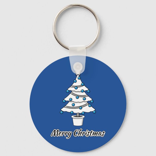 Vita Julgran Blue-Dekorationer - God jul Nyckelring (Framsida)