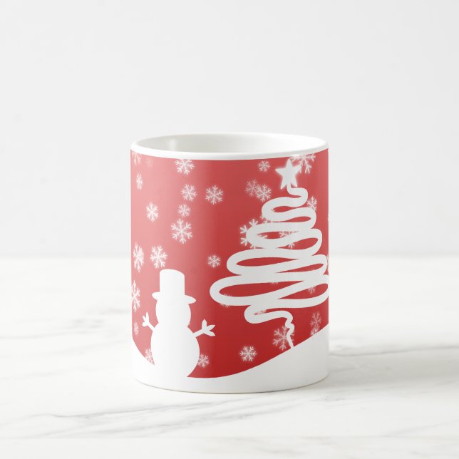 Vita Julgran och Snögubbe Kaffemugg (Center)