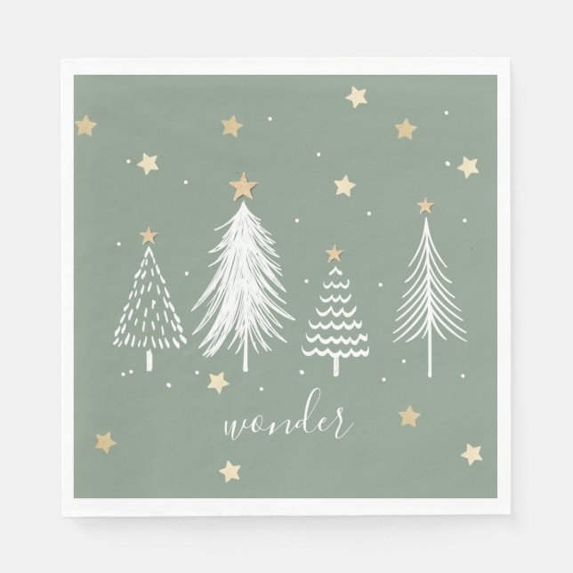 Vita Julgranar med Guld Party Pappersservett (Framsidan)