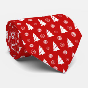 Vita Julgranar med Snöflingor Mönster Slips