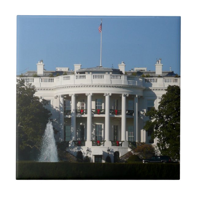 Vita julhuset för Helgdagar Washington DC Kakelplatta (Framsidan)