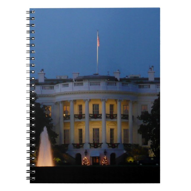 Vita julhuset på natten i Washington DC Anteckningsbok (Framsidan)