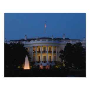 Vita julhuset på natten i Washington DC Fototryck
