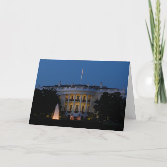 Vita julhuset på natten i Washington DC Helgkort (Framsida)