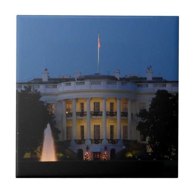 Vita julhuset på natten i Washington DC Kakelplatta (Framsidan)