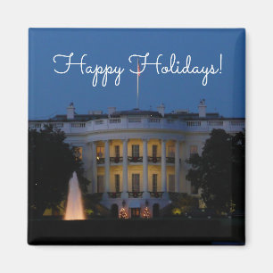 Vita julhuset på natten i Washington DC Magnet