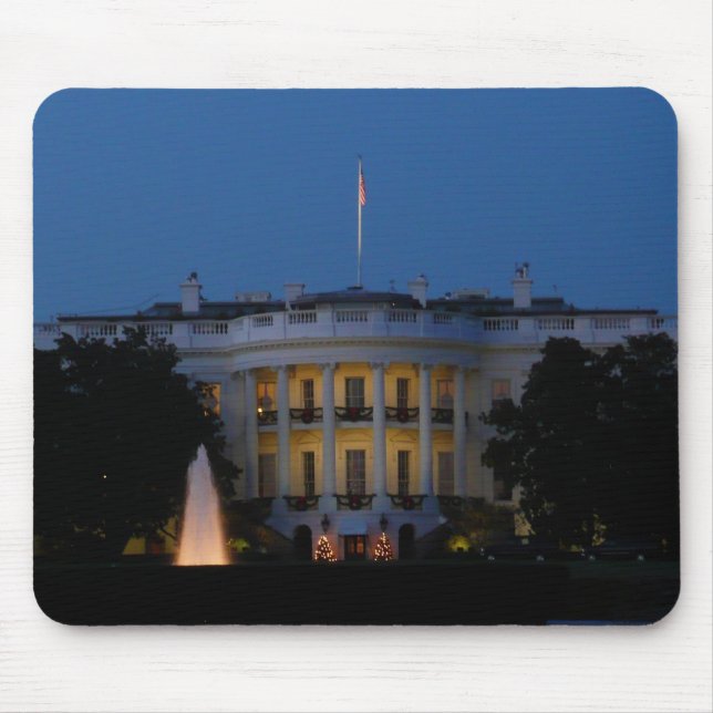 Vita julhuset på natten i Washington DC Musmatta (Framsidan)