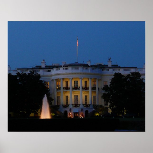 Vita julhuset på natten i Washington DC Poster (Framsidan)