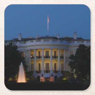 Vita julhuset på natten i Washington DC Underlägg Papper Kvadrat