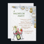 Vita julklappen Bachelor Party<br><div class="desc">Mousserande dekorationer i Guld och silver träd omgivna av sadelfälle med nyligen fallande snö under vintern under ett underland för hans grönt</div>