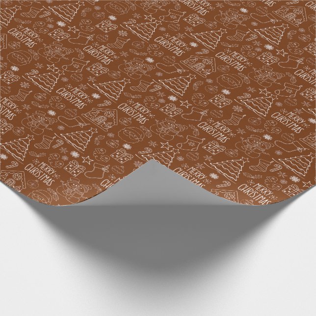 Vita julkonturer på Mörk Brown Presentpapper (Hörn)