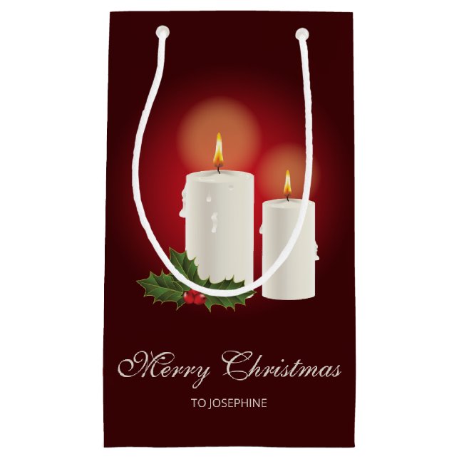 Vita julljus på rött med Anpassningsbar text (Framsidan)