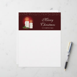 Vita julljus på rött med Anpassningsbar text Brevhuvud