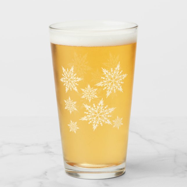 Vita julsnöflingor glaskopp (Framsida fylld)