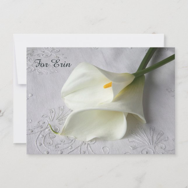 Vita kalla lilies på linen inbjudningar (Framsida)