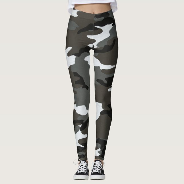 Vita kamouflage-Grått för kvinnor Leggings (Framsida)