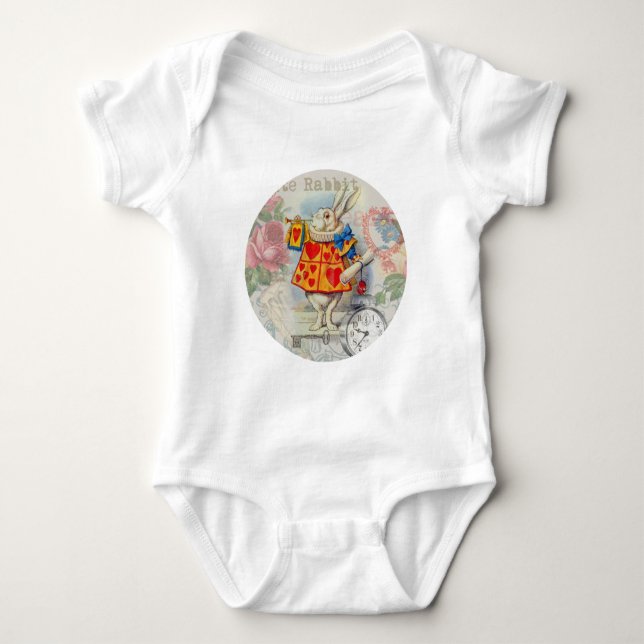 Vita Kanin Hjärter Alice Classic Tee Shirt (Framsida)