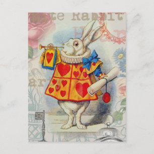 Vita Kanin Hjärter Alice Classic Vykort