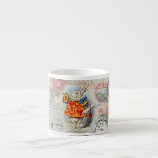 Vita Kanin Hjärter Alice Klassiker Espressomugg (Framsidan)