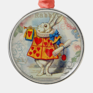Vita Kanin Hjärter Alice Klassiker Julgransprydnad Metall